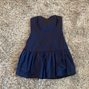 French Connection Strapless Navy Ruffle Mini Dress